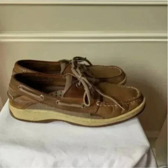 Sperry Men's Tan Billfish 3-Eye Leather Boat Shoe Size 9 - Picture 3 of 7